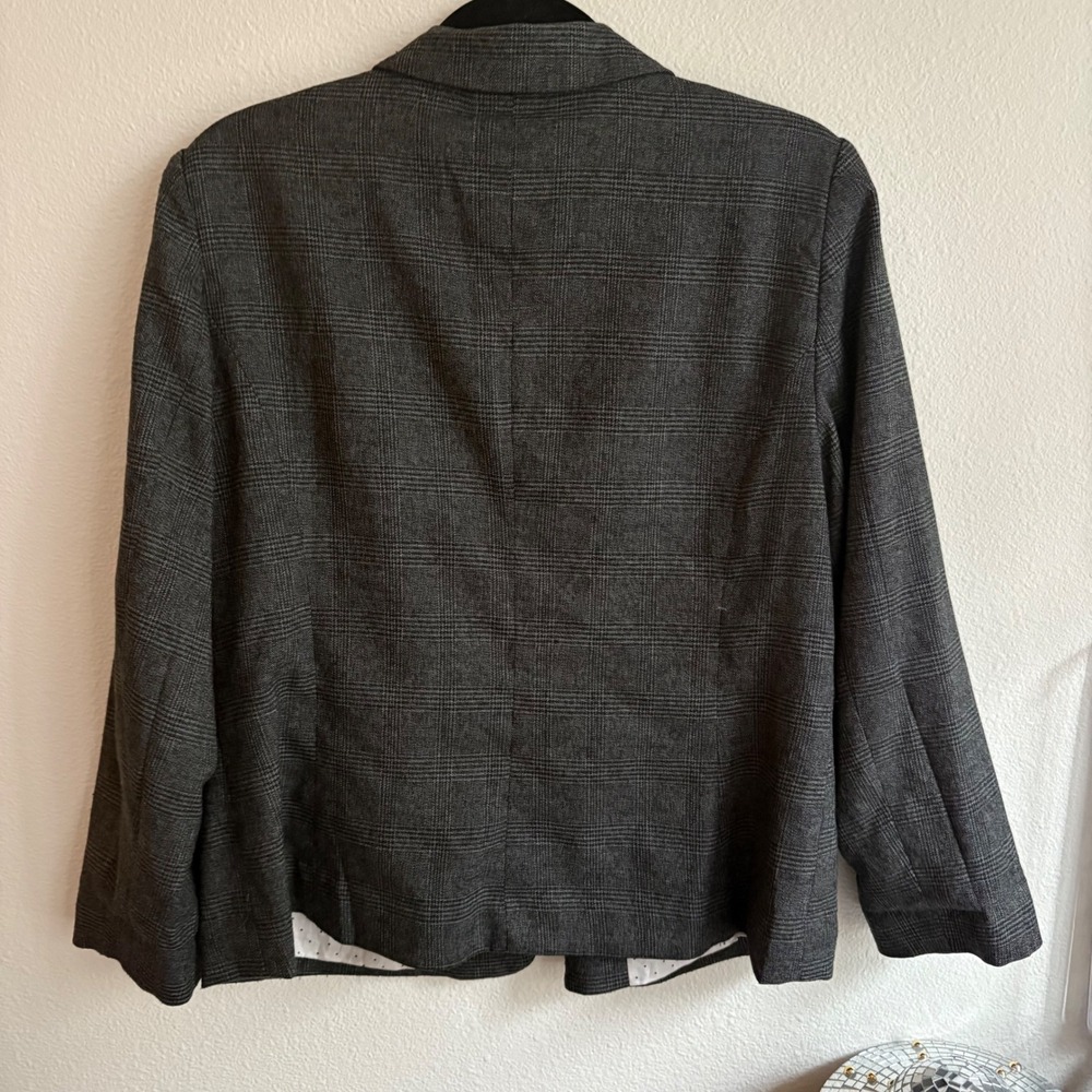 Kensie Women's Gray Plaid Blazer Jacket XL Button Front - Picture 8 of 8
